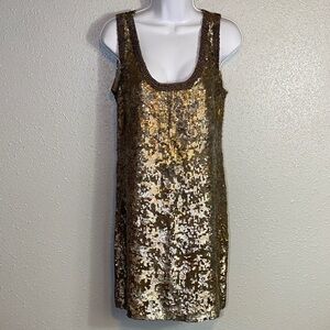 Tory Burch Gold and Silver Sequin Mini Dress